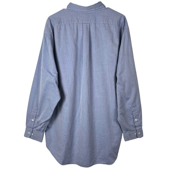 Vintage Ralph Lauren Blue Men’s Yarmouth 100% 2 Ply Cotton Size 17 34/35 - Picture 2 of 9